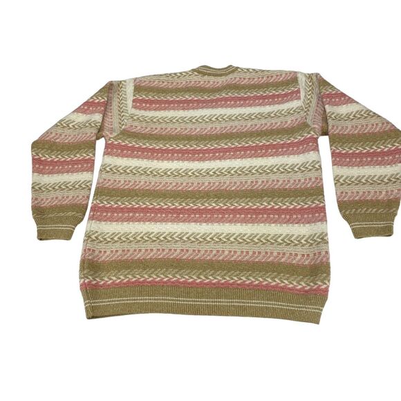 Osterman Angora Sweater Mens Size 42 Multi Striped Wool Blend V Neck Pullover - Picture 9 of 10